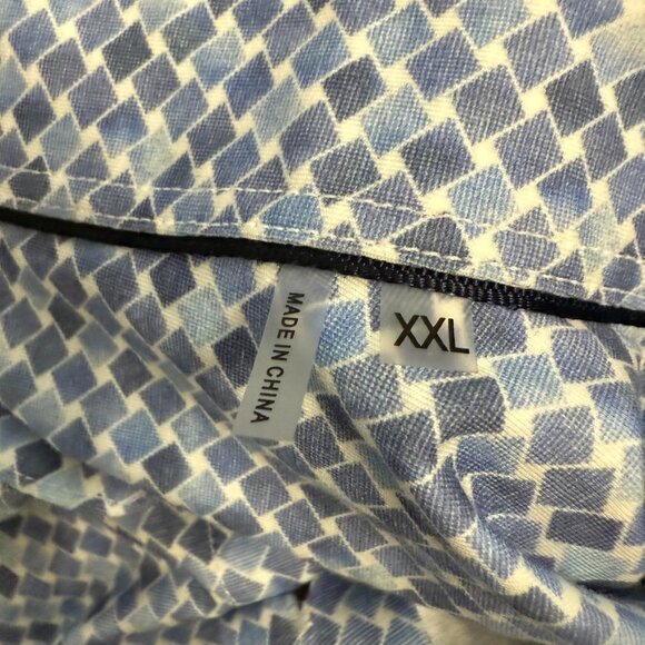 Bugatchi Blue Geometric Print Long Sleeve Button-Up Shirt - Size XXL - Picture 7 of 9